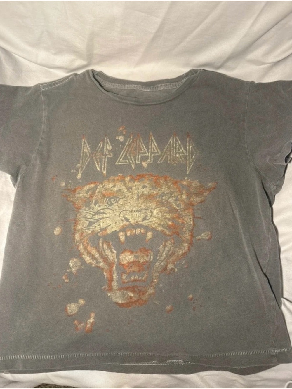 Target Gray Def Leppard Graphic Tee with Rust-Toned Tiger